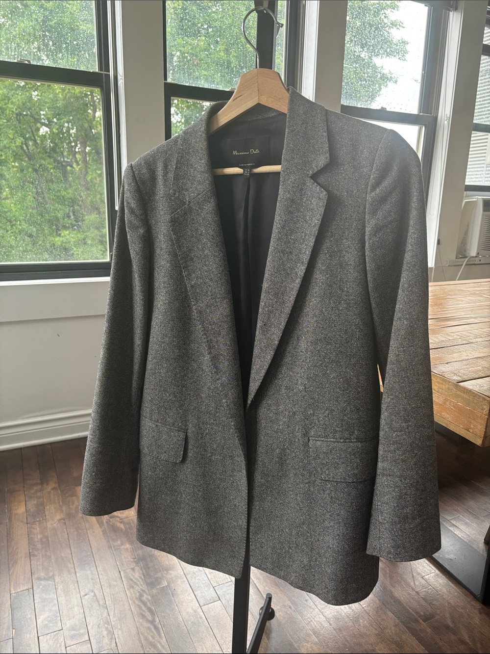 Massimo Dutti Dark Gray Single-Breasted Blazer
